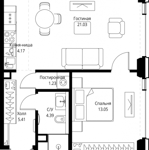 1-комн квартира Москва г., Верейская ул.,  к. SET.2.С