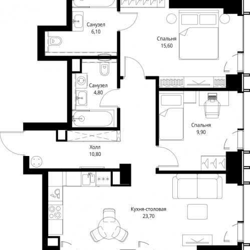 2-комн квартира Москва г., Верейская ул.,  к. Indigo 6
