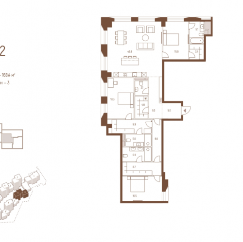 3-комн квартира Москва г., Кутузовский пр-кт,  к. 10.1
