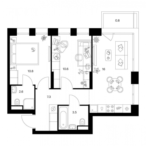 2-комн квартира Маршала Прошлякова ул