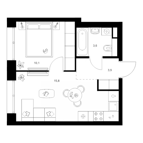 1-комн квартира Москва г., Маршала Прошлякова ул.,  к. 1.1.3