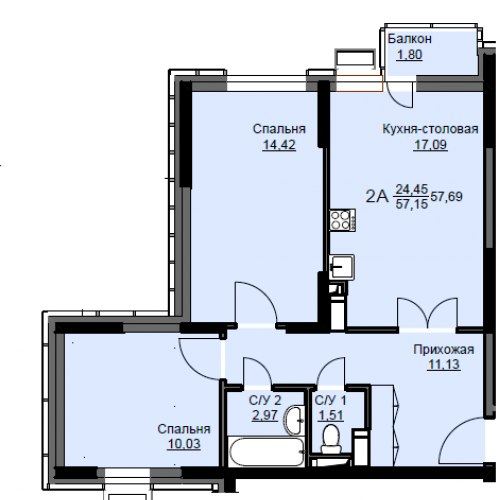 2-комн квартира Щёлково г., Новая Фабрика ул.,  к. 7