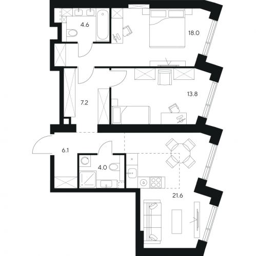 2-комн квартира Москва г., Ярцевская ул.,  к. 1