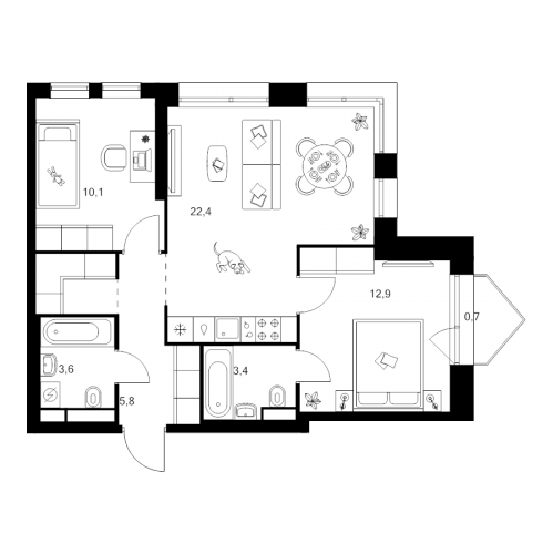 2-комн квартира Москва г., Маршала Прошлякова ул.,  к. 1.2
