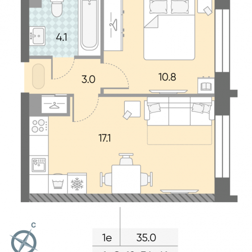 1-комн квартира Автозаводская площадь, д.вл.23