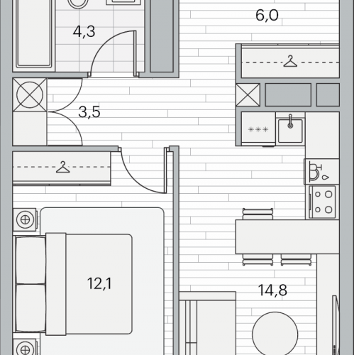 1-комн квартира Москва г., Береговой проезд,  к. 1