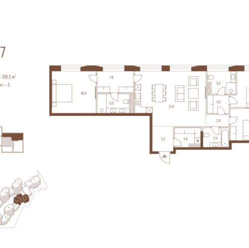 3-комн квартира Москва г., Кутузовский пр-кт,  к. 10.2