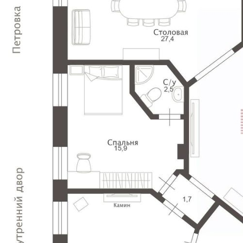 5-комн квартира Дмитровский переулок, 7