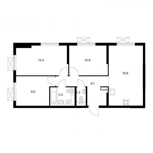 3-комн квартира Котельники, мкр. Белая Дача, корп. 10