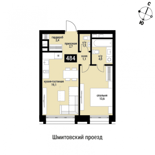 1-комн квартира г.Шмитовский проезд, вл.40