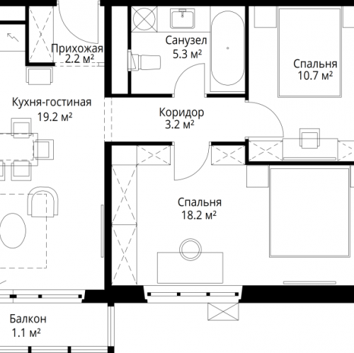 2-комн квартира Сапроново д., Купелинка мкр.,  к. Нестеров