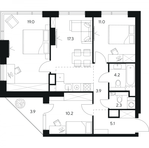 3-комн квартира Москва г., Ярцевская ул.,  к. 1