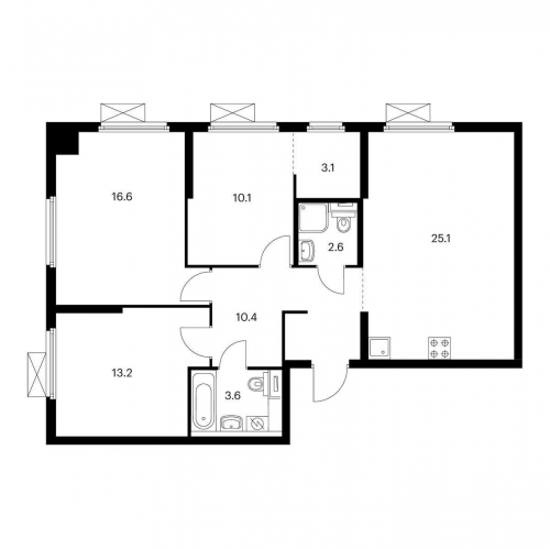 3-комн квартира Амурский парк, корп. 1.3