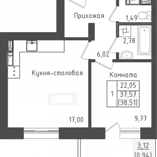 1-комн квартира Рыбаки д., Центральная ул.,  к. 1