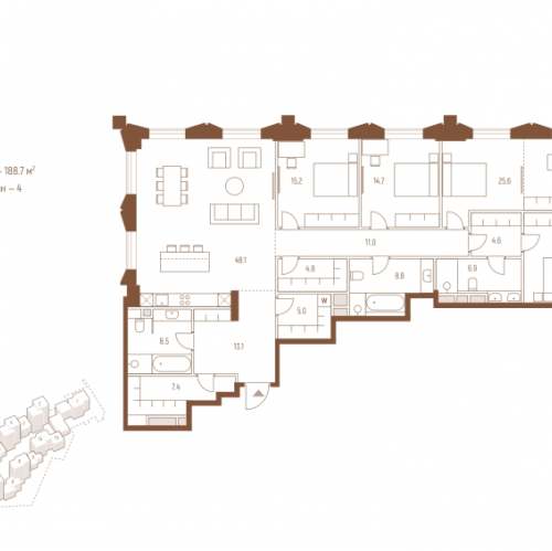 4-комн квартира Москва г., Кутузовский пр-кт,  к. 6
