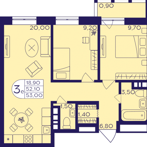 2-комн квартира Балашиха г., Железнодорожный мкр.,  к. 410