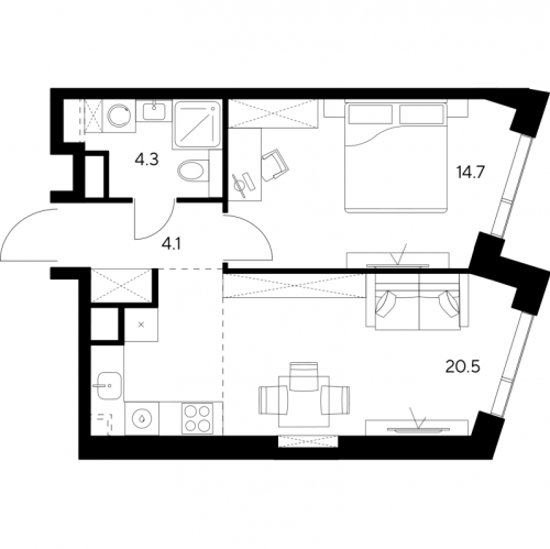 1-комн квартира Москва г., Ярцевская ул.,  к. 1