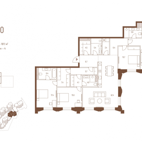 4-комн квартира Москва г., Кутузовский пр-кт,  к. 10.1
