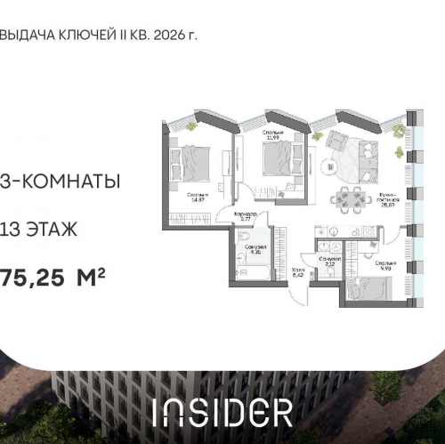 3-комн квартира Автозаводская ул, вл. 24к1