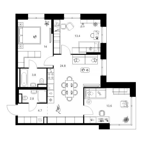 3-комн квартира Москва г., Маршала Прошлякова ул.,  к. 1.1.3