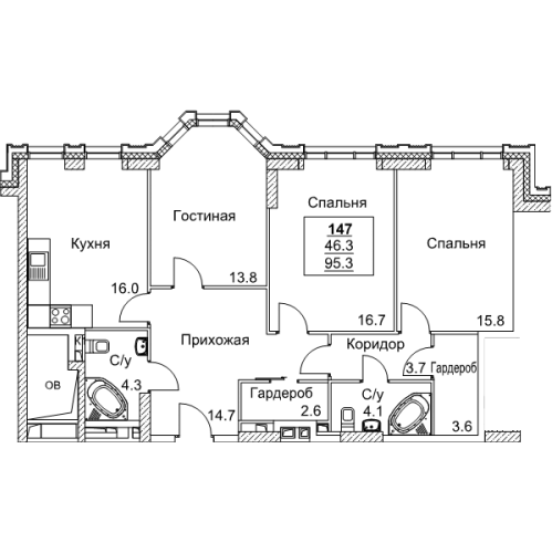 3-комн квартира Москва г., Вернадского пр-кт,  к. 1