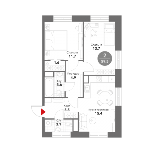 2-комн квартира Москва г., Летниковская ул.,  к. 1