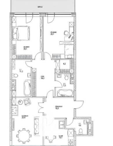 3-комн квартира 1-й Смоленский переулок, 21