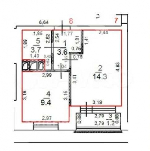 1-комн квартира Сабурово, Луговая, д. 13