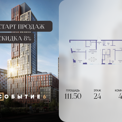 4-комн квартира ул. Лобачевского, корп. 6.2