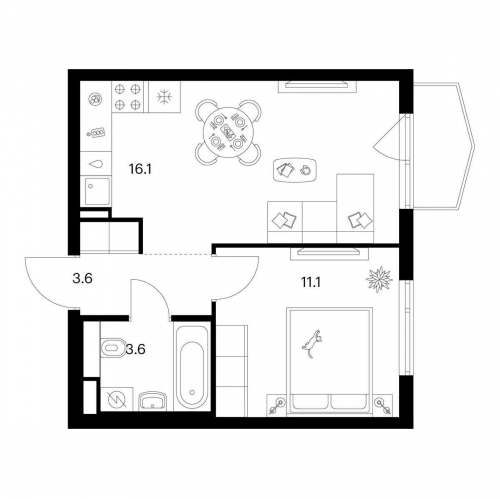 1-комн квартира ул. Руставели, вл. 14, корп. 3