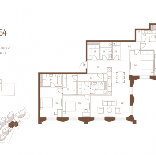 4-комн квартира Москва г., Кутузовский пр-кт,  к. 10.1