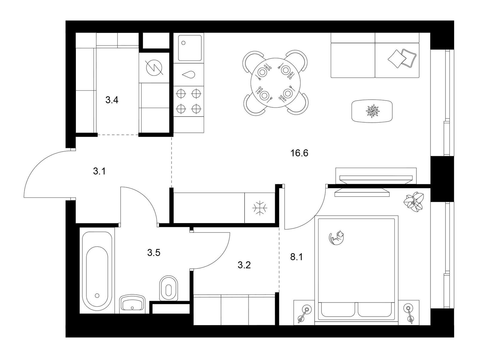 1-комн квартира ш. Алтуфьевское, корп.1.1