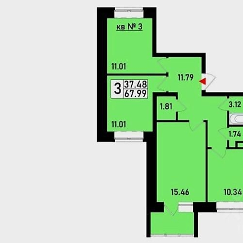 3-комн квартира улица Генерала Донскова, 21к5
