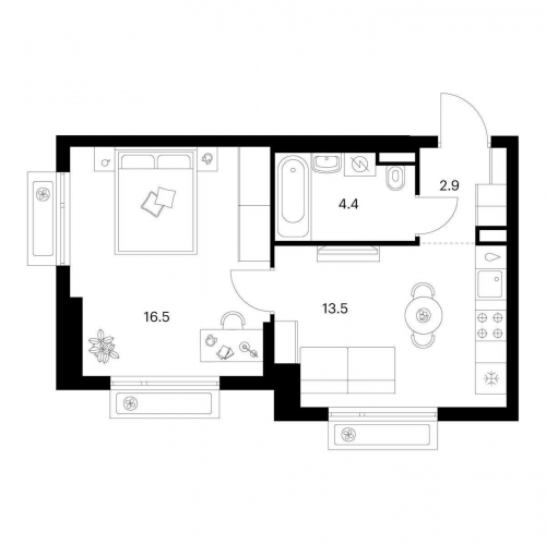 1-комн квартира Середневский лес, корп. 2.1.1