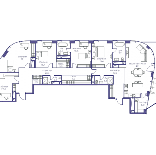5-комн квартира Москва г., Сергея Макеева ул.,  к. 3