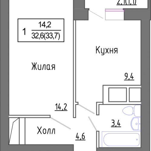 1-комн квартира Сабурово д.,  к. 17