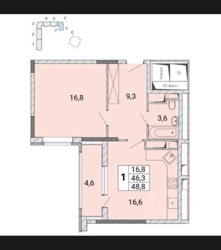 1-комн квартира Железнодорожный мкр, Балашиха, улица Поликахина,  д. 2