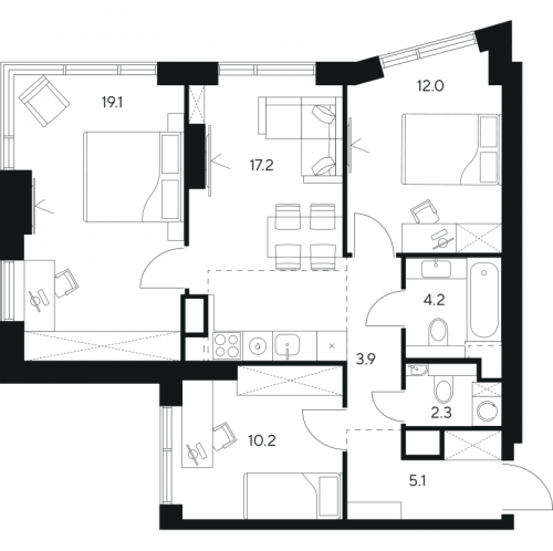 3-комн квартира Москва г., Ярцевская ул.,  к. 1