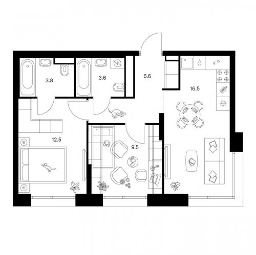 2-комн квартира Маршала Прошлякова ул