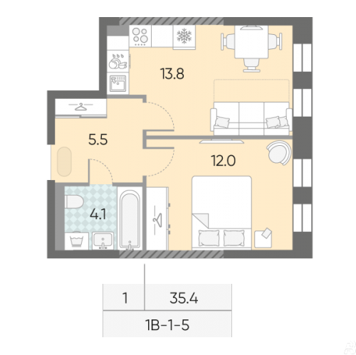 1-комн квартира Марка Шагала набережная, д.1к2