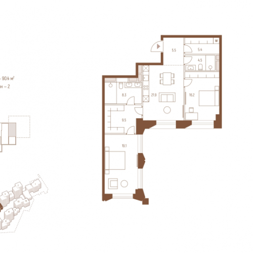 2-комн квартира Москва г., Кутузовский пр-кт,  к. 5.2