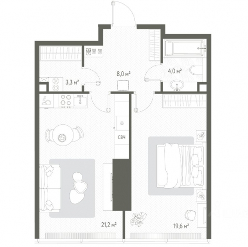 1-комн квартира Красногвардейский 1-й проезд,  д. 18/1,  к. 3