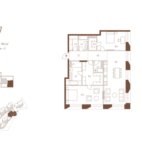 2-комн квартира Москва г., Кутузовский пр-кт,  к. 10.2