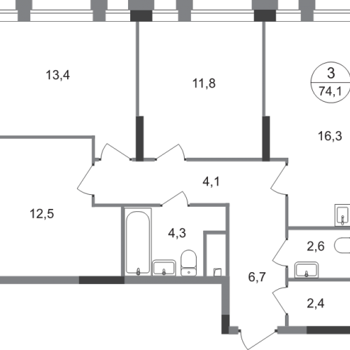 3-комн квартира Московский г., Бианки ул.,  к. 9.3
