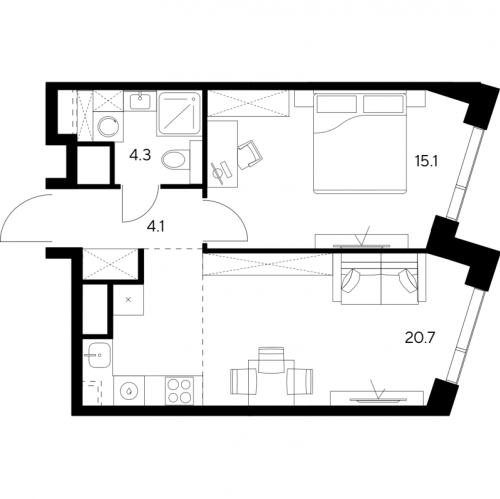 1-комн квартира Москва г., Ярцевская ул.,  к. 1