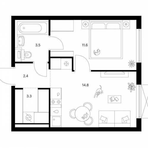 1-комн квартира Котельники, мкр. Ковровый,  корп. 5-8