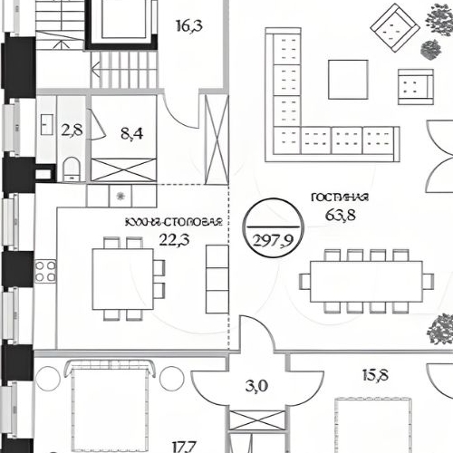 3-комн квартира Тессинский переулок, 1