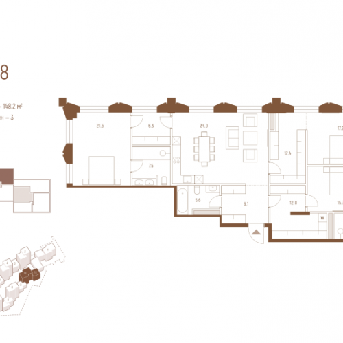 3-комн квартира Москва г., Кутузовский пр-кт,  к. 10.1