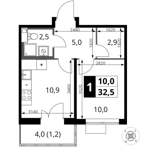 1-комн квартира Химки г., Комсомольская ул.,  к. 4