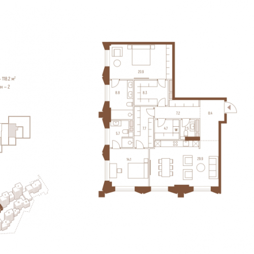 2-комн квартира Москва г., Кутузовский пр-кт,  к. 5.2